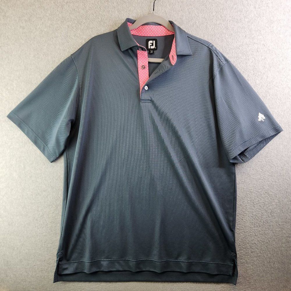 FootJoy Men's Polo Shirt - Gray with Pink Accents